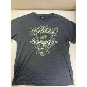 Red Stripe Beer Jamaica Graphic T-Shirt Mens 2XL Charcoal Gray Short Sleeve Tee